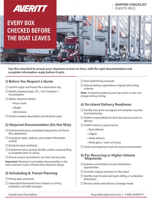 Puerto Rico Shipper Checklist Cover