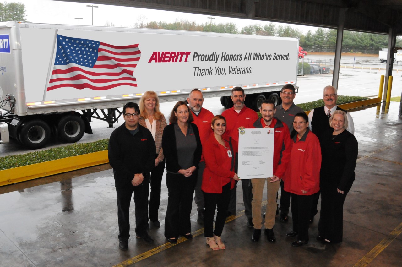 Pictured with the U.S. Army Reserve’s proclamation of its career opportunities partnership with Averitt are: (front, from left) Averitt’s Rey Francisco, Laura Wettack, Amy Wattenbarger, Jeremiah Madden, Ivy Trabalzi and Andrea Lancaster, along with (back, from left) Director of the U.S. Army Reserve Private Public Partnership Office Alecia Grady, and Averitt’s Tim Barnes, Jason Brewer, David Young and Ken Chrisman.